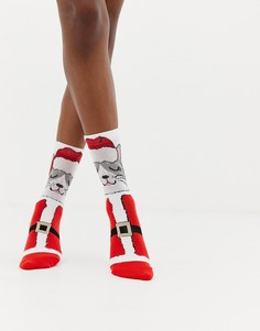 Новогодние носки с котом в наряде Санта-Клауса ASOS DESIGN - Розовый