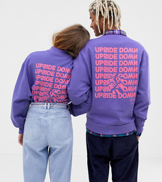 Свитшот с высоким воротом и принтом на спине COLLUSION Unisex - Фиолетовый