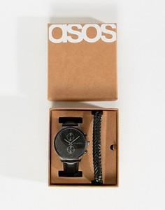 Черные матовые часы и браслет в подарочном наборе ASOS DESIGN Plus - Черный