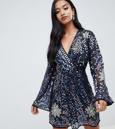 Платье мини с пайетками ASOS DESIGN Petite - Темно-синий