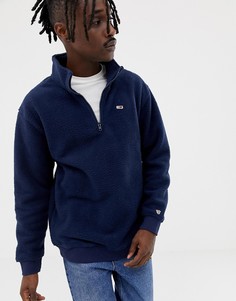 Темно-синий флисовый свитшот на молнии с логотипом Tommy Jeans Classic - Темно-синий