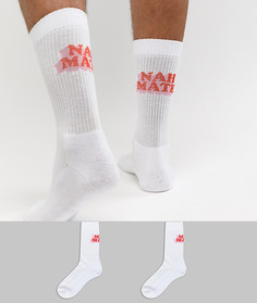 2 пары носков в спортивном стиле с надписью nah mate ASOS DESIGN - Белый