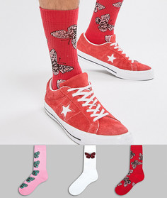 3 пары носков в спортивном стиле с бабочками ASOS DESIGN - Мульти