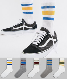 5 пар носков в спортивном стиле с широкими полосками ASOS DESIGN - Мульти