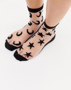 Полупрозрачные носки со звездами и луной ASOS DESIGN - Черный