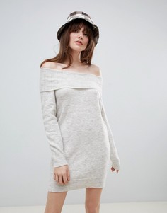 Платье с открытыми плечами ASOS DESIGN - Бежевый