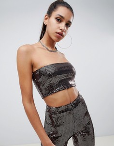 Розовый топ-бандо с пайетками Missguided - Розовый