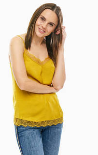 Желтый топ с кружевными вставками S.Oliver