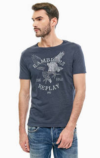 Хлопковая футболка с принтом Replay