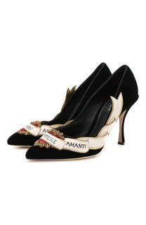 Бархатные туфли Lori с отделкой Dolce & Gabbana