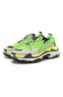 Кожаные кроссовки Triple S с текстильной отделкой Balenciaga