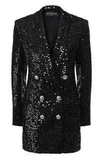 Платье с пайетками и декоративными пуговицами Balmain