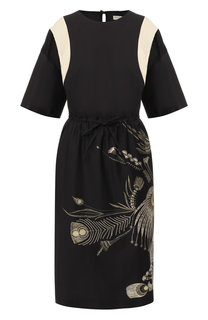 Хлопковое платье с принтом Dries Van Noten