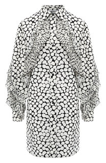 Шелковое платье с оборками и принтом Givenchy