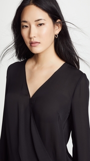 LAGENCE Kyla Draped Silk Blouse