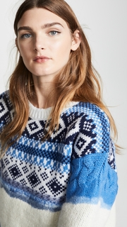 Prabal Gurung Ehe Cable Crew Neck Wool Sweater