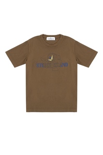 Футболка оттенка хаки Stone Island Kids