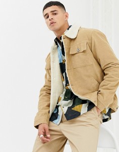 Вельветовая куртка с подкладкой из искусственного меха D-Struct - Светло-бежевый