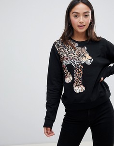 Свитшот с леопардовым принтом ASOS DESIGN - Черный