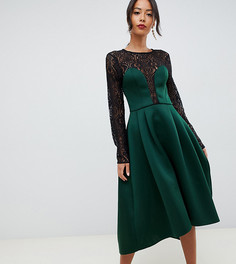 Платье миди для выпускного с длинными рукавами ASOS DESIGN Tall - Зеленый