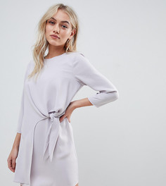 Платье мини А-силуэта с узелком спереди ASOS DESIGN Petite - Серый