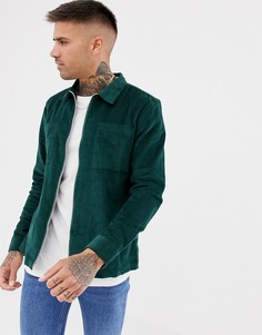 Темно-зеленая вельветовая рубашка навыпуск River Island - Зеленый