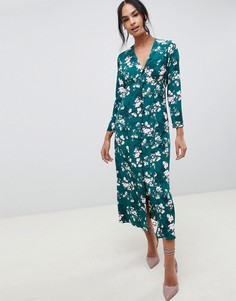 Платье макси с пуговицами и цветочным принтом ASOS DESIGN - Мульти