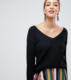 Черный oversize-джемпер с V-образным вырезом Boohoo - Черный