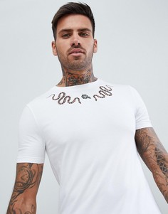 Обтягивающая футболка с принтом на кокетке ASOS DESIGN - Белый