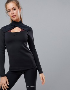 Черный топ с сетчатыми вставками Nike Training Pro Warm - Черный