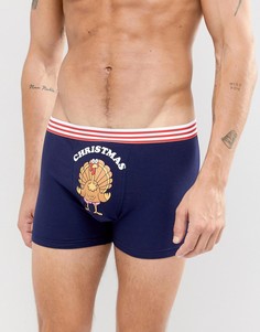 Новогодние боксеры-брифы с принтом индейки ASOS DESIGN - Мульти