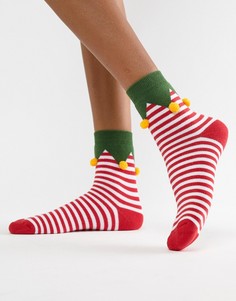 Носки в виде новогодних эльфов с помпонами ASOS DESIGN - Мульти