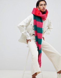 Длинный пушистый шарф в яркую полоску с кисточками ASOS DESIGN - Мульти
