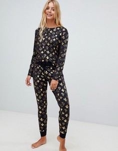Пижама с принтом кактусов цвета металлик Chelsea Peers - Черный