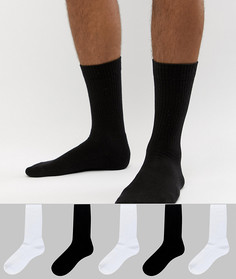 5 пар спортивных носков черного и белого цвета ASOS DESIGN - Мульти