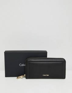 Большой кошелек с круговой молнией Calvin Klein - Черный