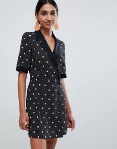 Платье мини в горошек с запахом ASOS DESIGN - Мульти