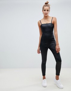 Черный блестящий джинсовый комбинезон ASOS DESIGN - Черный