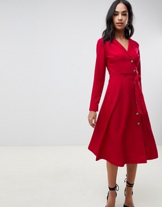 Платье-рубашка миди на пуговицах ASOS DESIGN - Красный