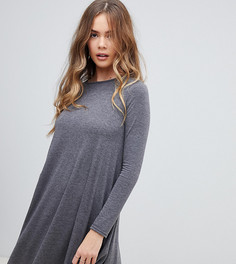 Темно-серое свободное платье с овальным вырезом и длинными рукавами Boohoo - Серый