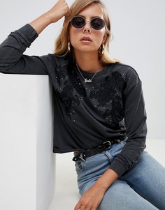 Свитшот с отделкой кружевом и заклепками ASOS DESIGN - Черный