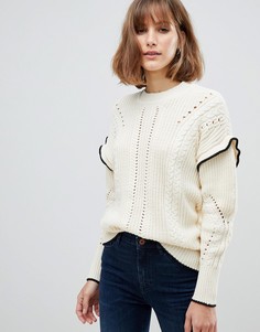 Вязаный джемпер с оборками Maison Scotch - Белый