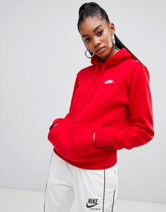 Красный худи с логотипом-галочкой Nike Club - Красный