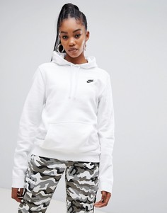 Худи белого цвета с логотипом-галочкой Nike Club - Белый