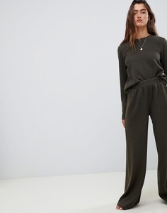 Широкие брюки в рубчик для дома ASOS DESIGN - Зеленый