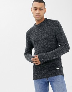 Меланжевый фактурный джемпер с круглым вырезом Brave Soul - Серый