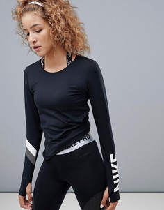 Черный лонгслив в полоску Nike Training - Черный
