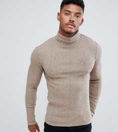 SikSilk knitted roll neck jumper in camel exclusive to ASOS - Бежевый