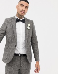 Серый приталенный пиджак с шевронным узором Twisted Tailor - Серый