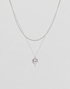 Chained & Able St Christopher Micro detail medallion bunch layer necklace in silver - Серебряный